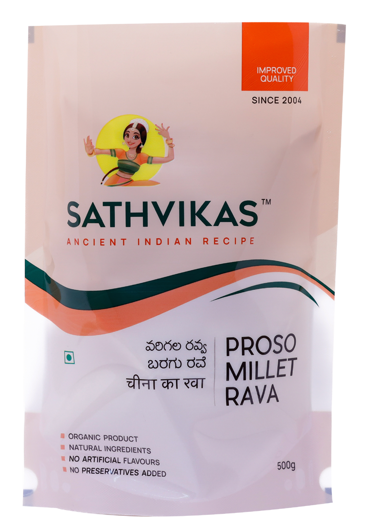 Sathvikas Varigalu / Proso Millet Ravva (500 grams) Pack Of 1.